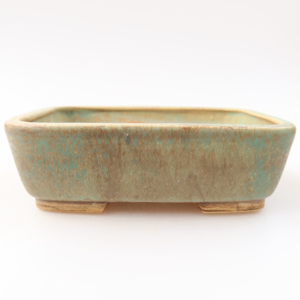Pot à bonsaï en céramique 14 x 11,5 x 4,5 cm, couleur verte