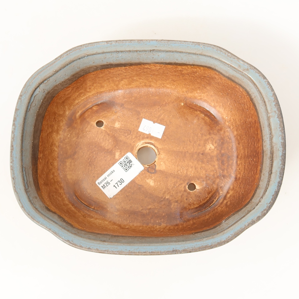 Pot à bonsaï en céramique 20,5 x 16,5 x 7 cm, couleur bleue