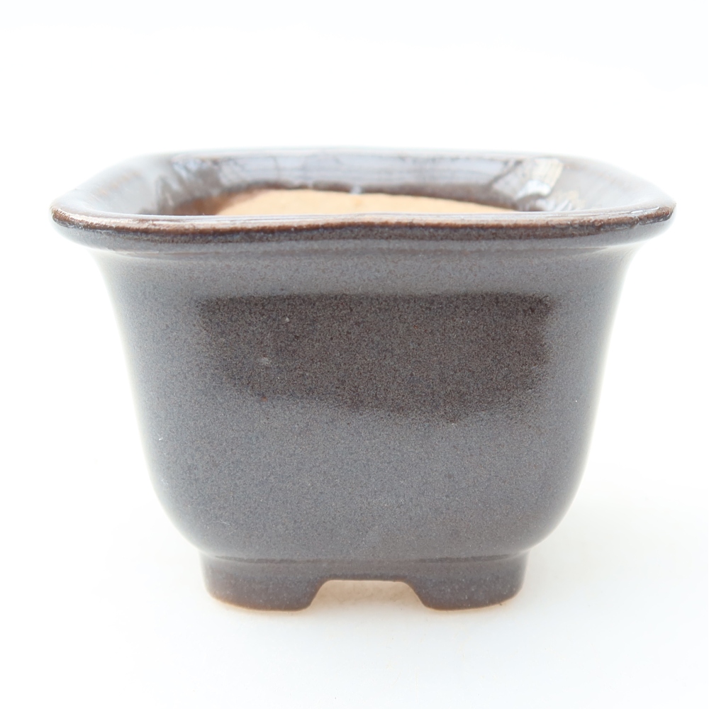 Pot à bonsaï en céramique 6,5 x 6,5 x 5 cm, couleur grise