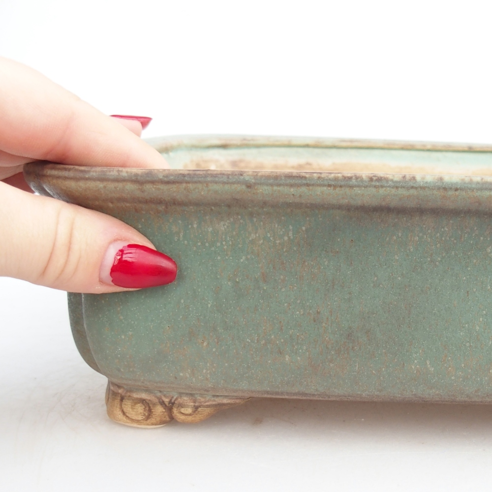 Bol à bonsaï en céramique 25 x 20 x 7,5 cm, vert