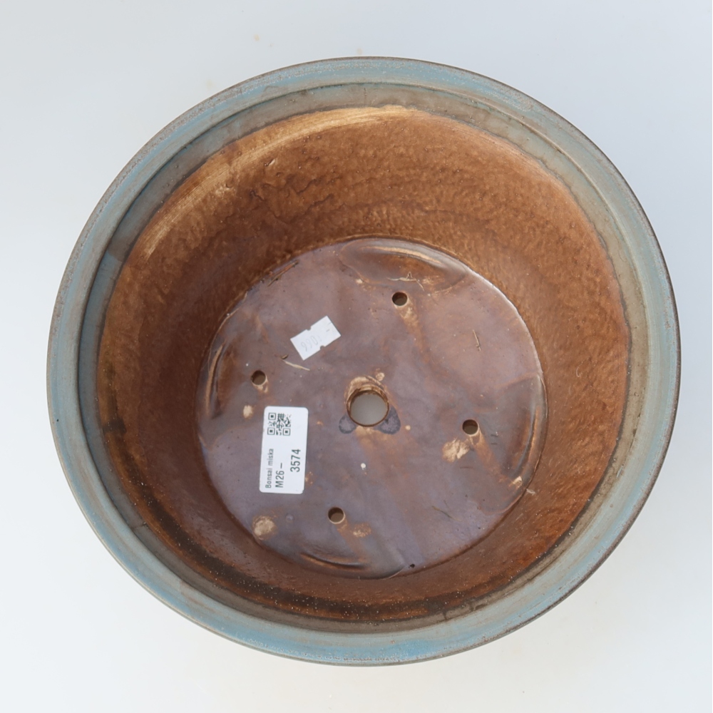 Pot à bonsaï en céramique 24,5 x 24,5 x 11,5 cm, couleur bleue