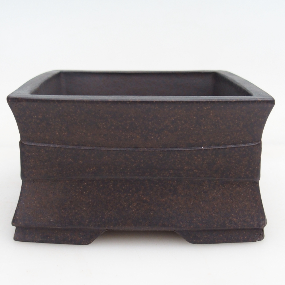 Bol à bonsaï en céramique 12 x 12 x 6,5 cm, couleur ocre brunâtre