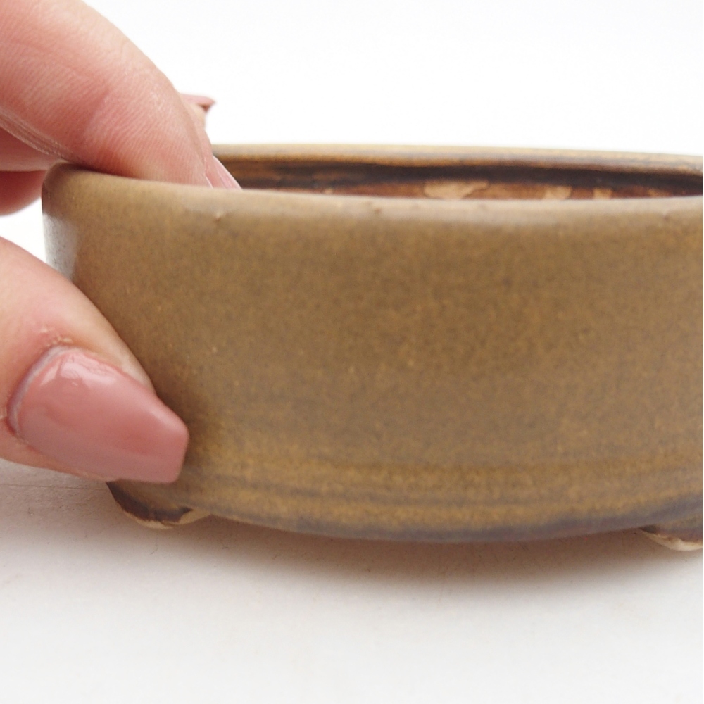 Bol à bonsaï en céramique 9 x 9 x 3,5 cm, brun