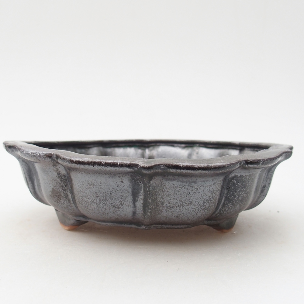 Bol à bonsaï en céramique 18 x 18 x 5 cm, vert métallique
