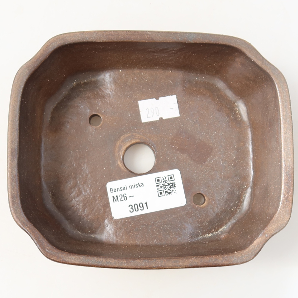 Pot à bonsaï en céramique 13,5 x 11,5 x 4 cm, couleur marron