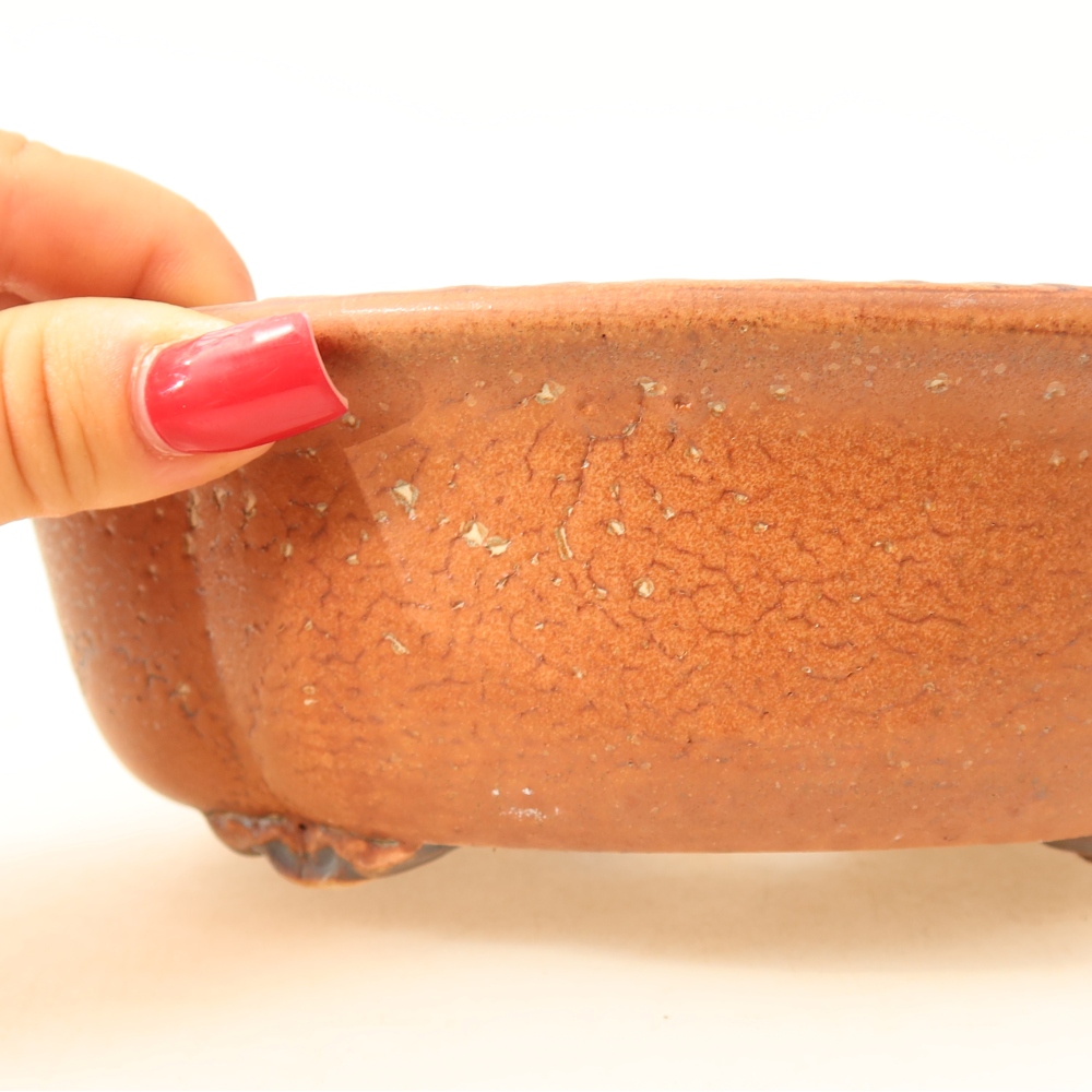Pot à bonsaï en céramique 18,5 x 16,5 x 6 cm, couleur marron