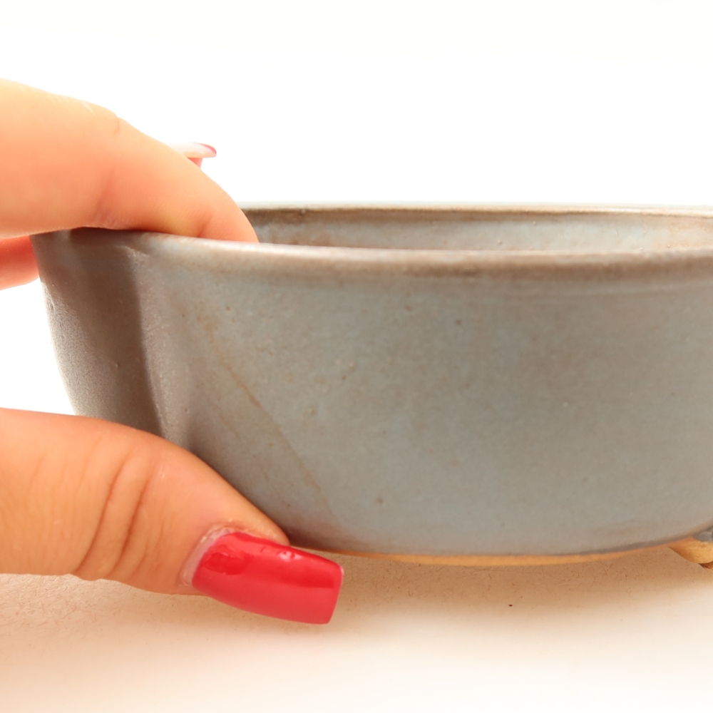 Pot à bonsaï en céramique 13,5 x 12,5 x 5 cm, couleur bleue