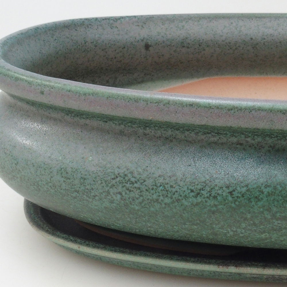 Bol bonsaï + soucoupe H15 - 25,5x17,5x6 cm - vert