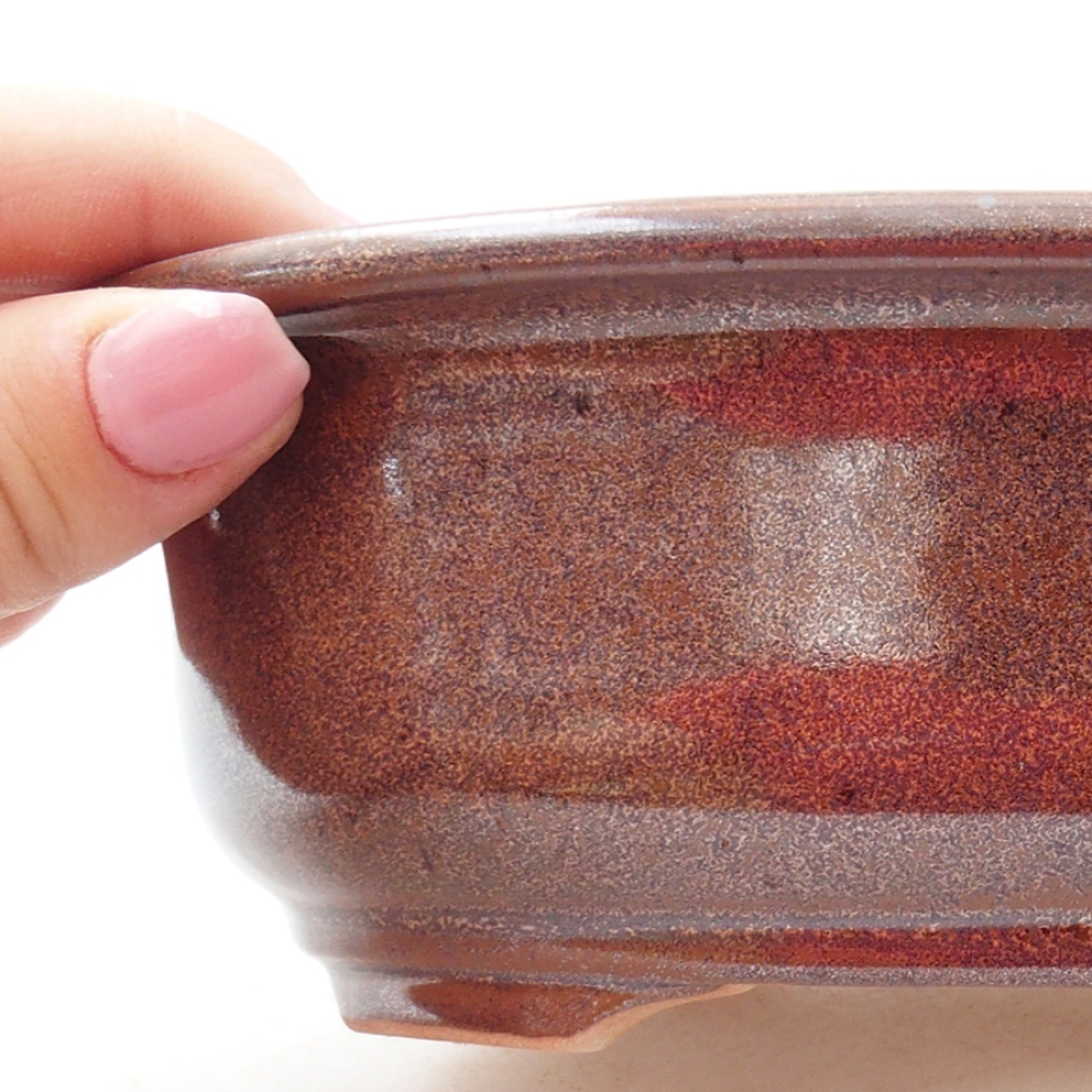 Bol à bonsaï en céramique 18 x 14,5 x 6 cm, brun