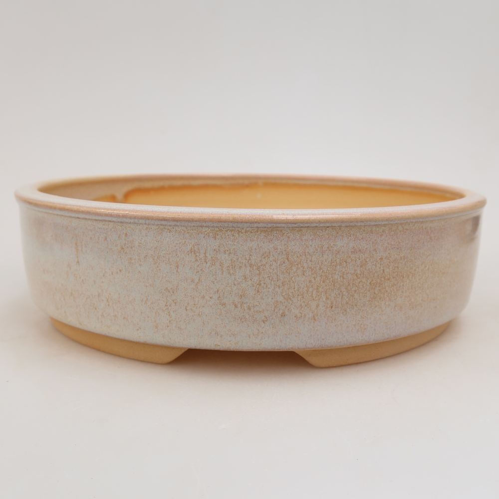 Pot à bonsaï en céramique 23 x 23 x 6 cm, couleur beige