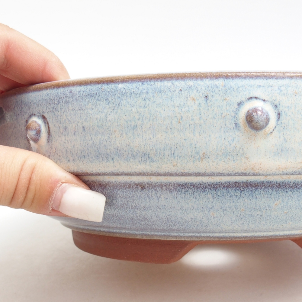Bol à bonsaï en céramique 21 x 21 x 6,5 cm, couleur bleu
