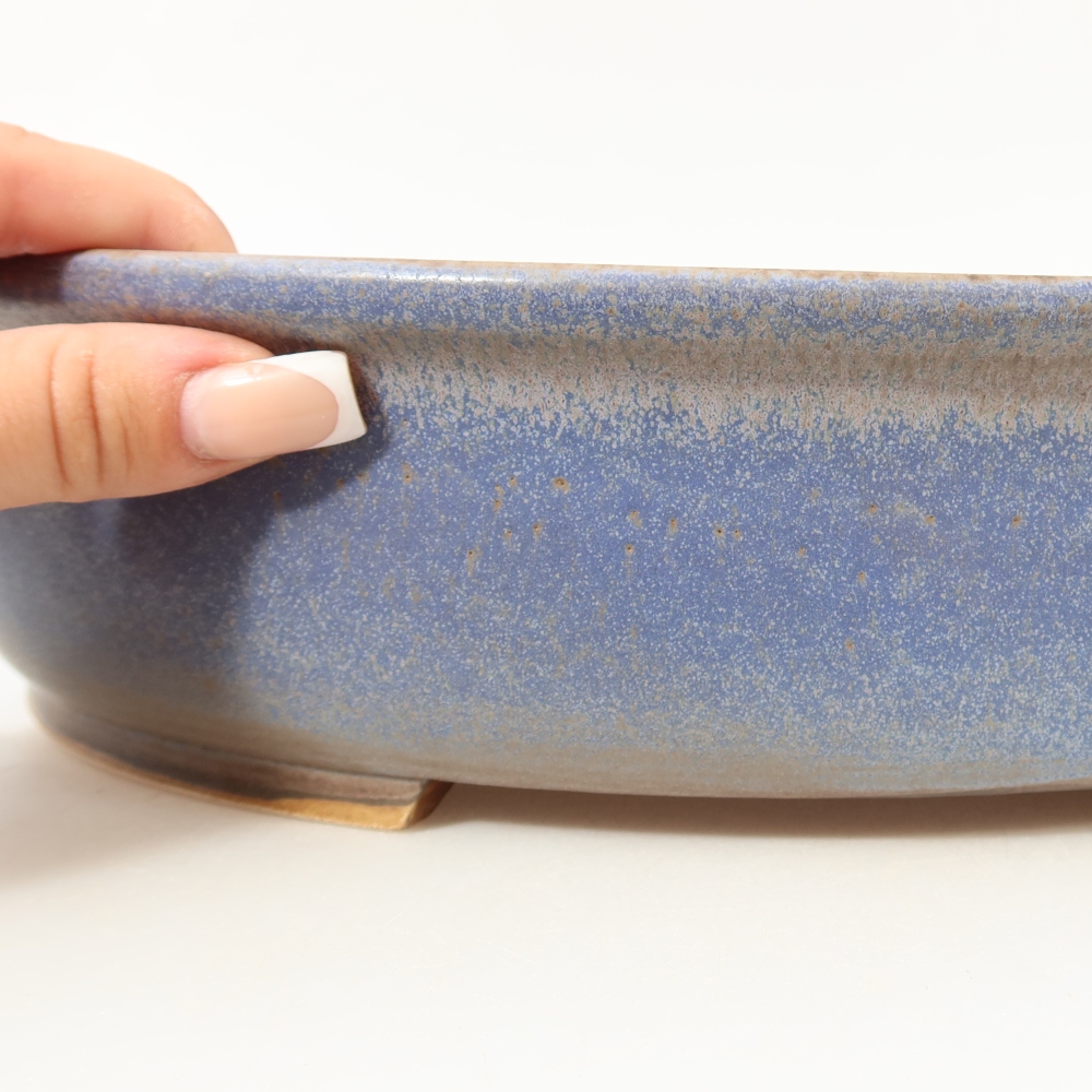 Pot à bonsaï en céramique 31,5 x 27,5 x 7 cm, couleur bleue