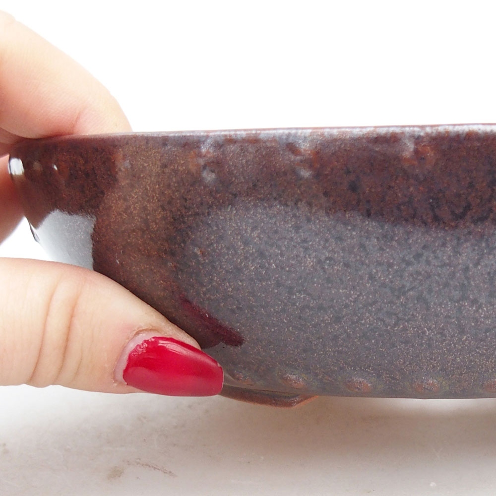 Bol à bonsaï en céramique 17,5 x 17,5 x 4,5 cm, brun