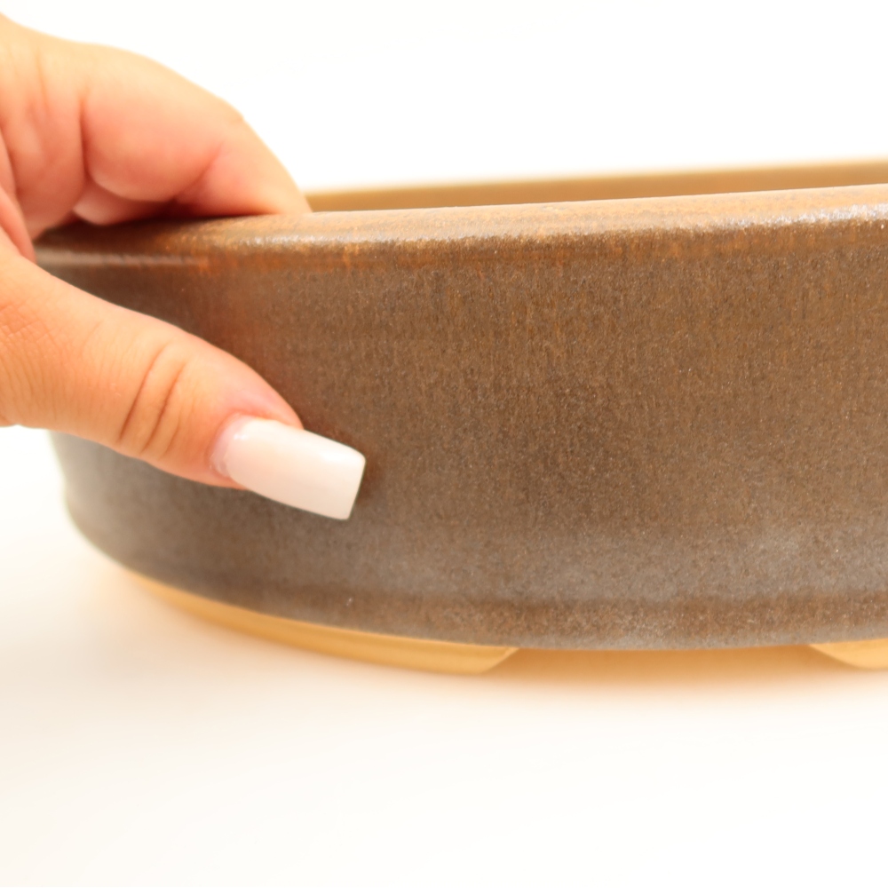 Pot à bonsaï en céramique 31 x 31 x 7,5 cm, couleur marron