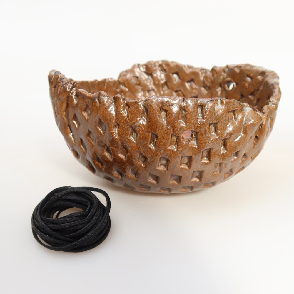 Coquille en céramique pour kokedama, 12,5 x 11,5 x 7 cm, couleur marron