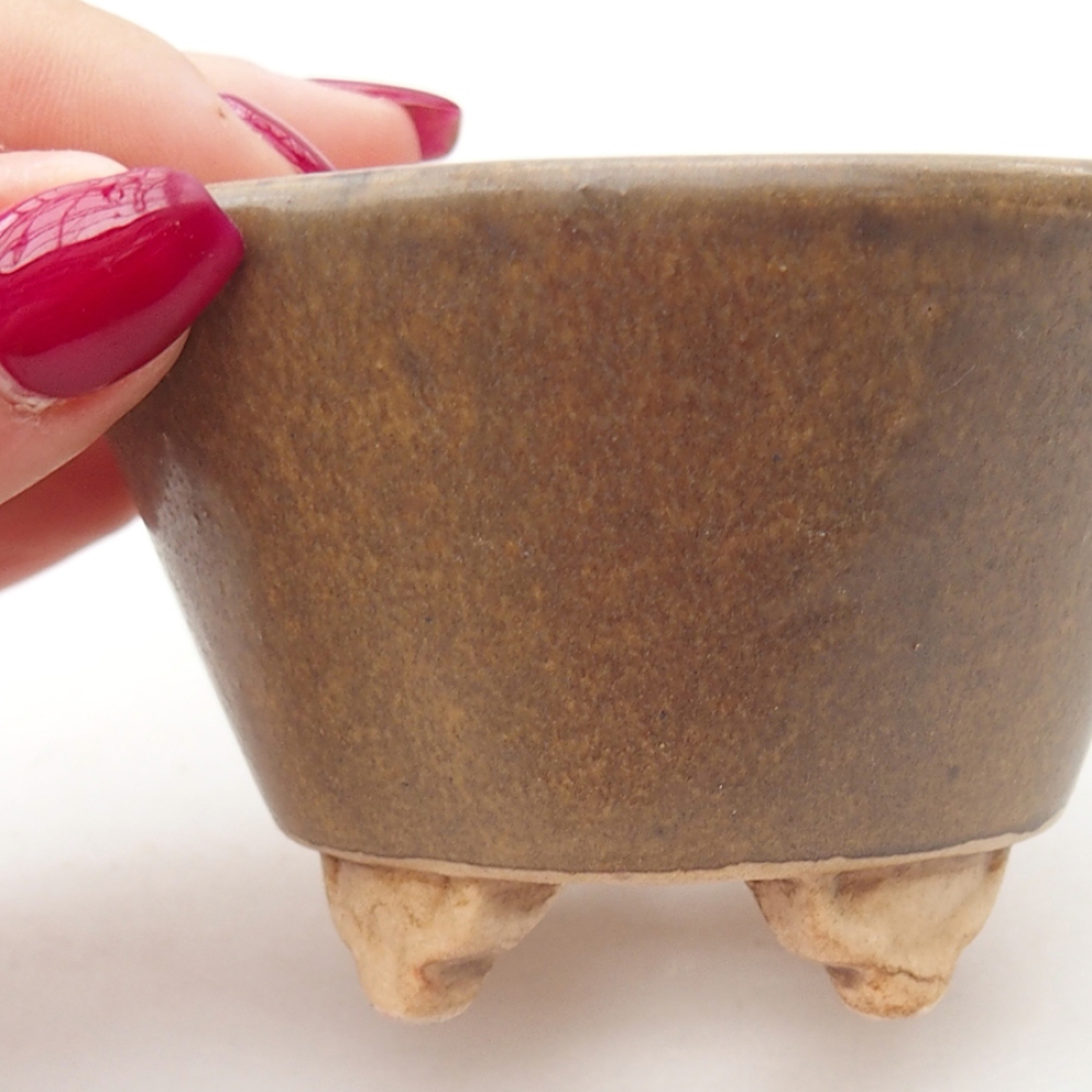 Bol à bonsaï en céramique 8 x 8 x 5,5 cm, brun