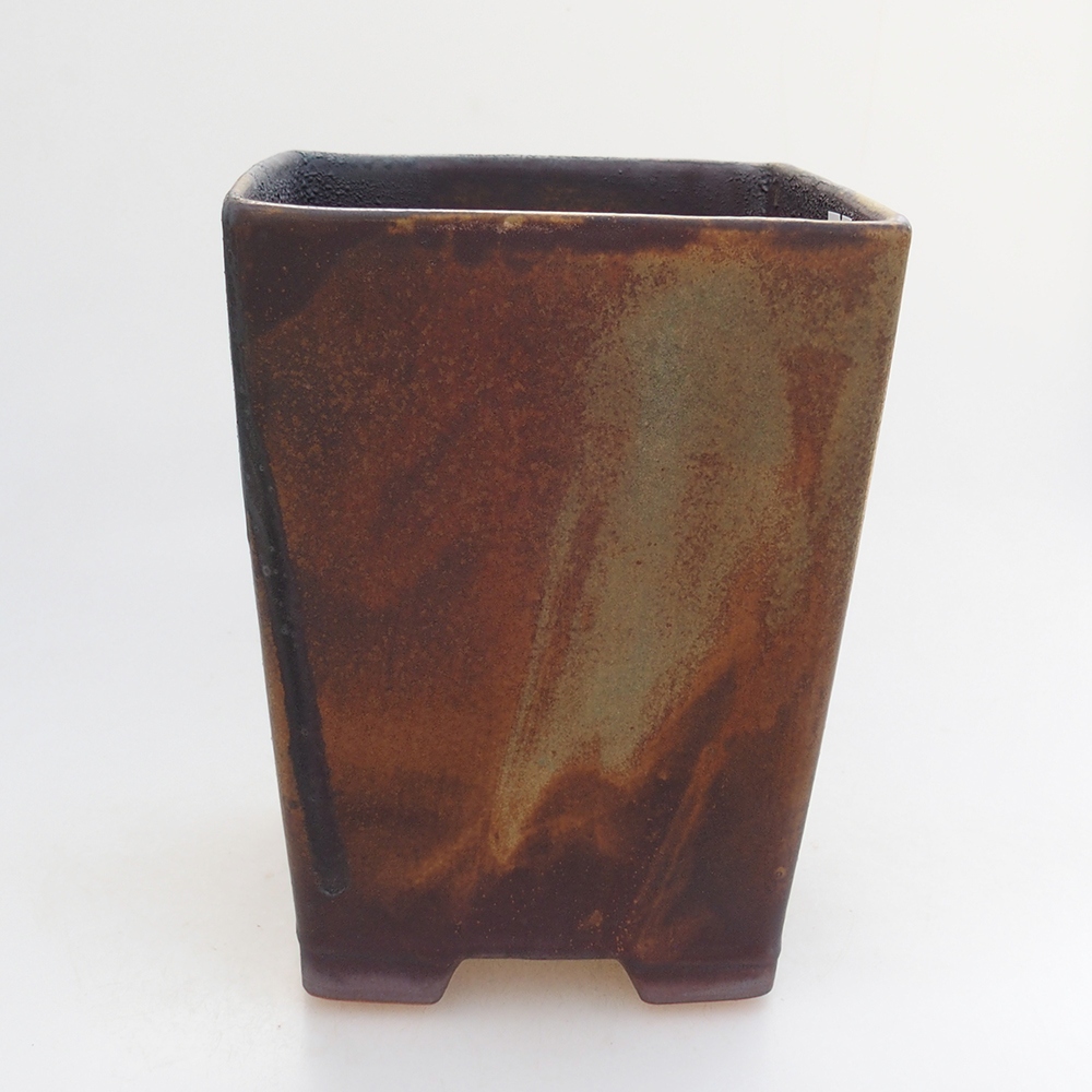 Bol à bonsaï en céramique 15 x 15 x 19 cm, couleur brun-vert