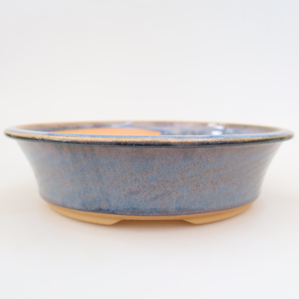 Pot à bonsaï en céramique 23,5 x 23,5 x 6 cm, couleur bleue