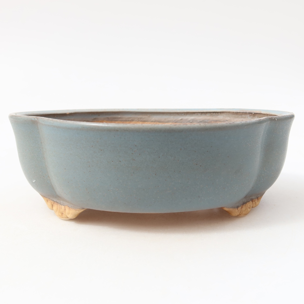 Pot à bonsaï en céramique 17,5 x 15,5 x 5,5 cm, couleur bleue