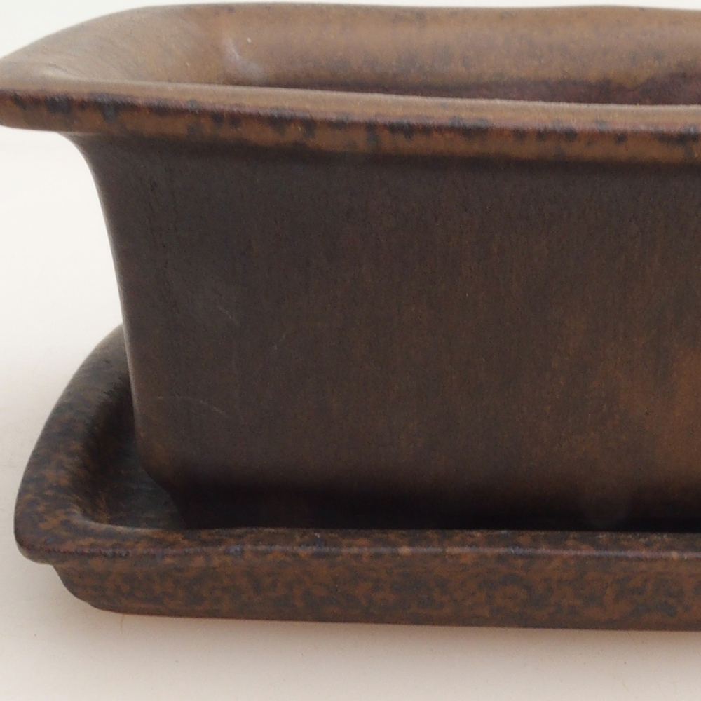 Bol pour bonsaï + soucoupe H11 - 11,5 x 10 x 4 cm - brun