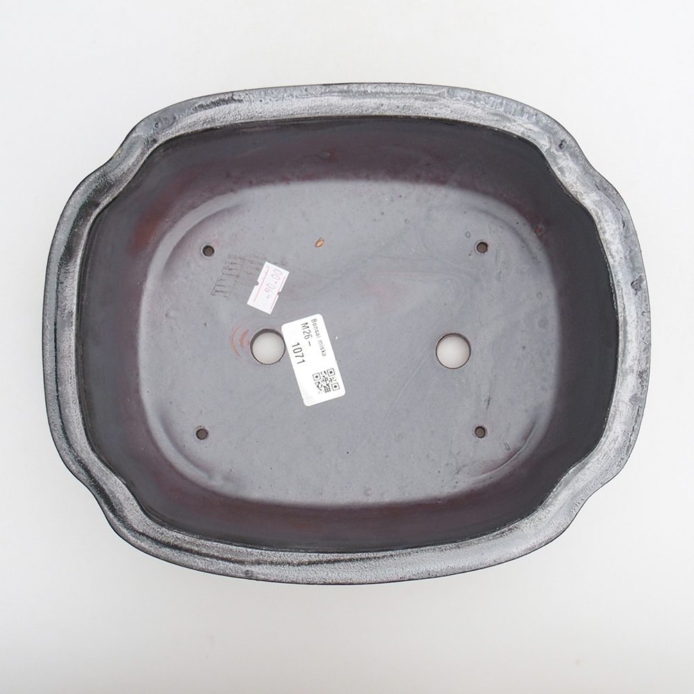 Bol à bonsaï en céramique 24 x 19,5 x 7 cm, couleur métal