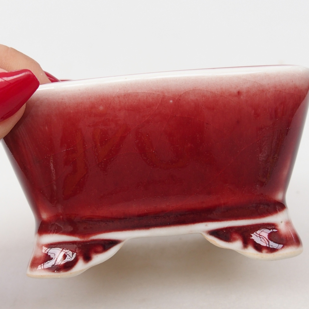 Bol à bonsaï en céramique 9,5 x 9,5 x 5 cm, couleur rouge