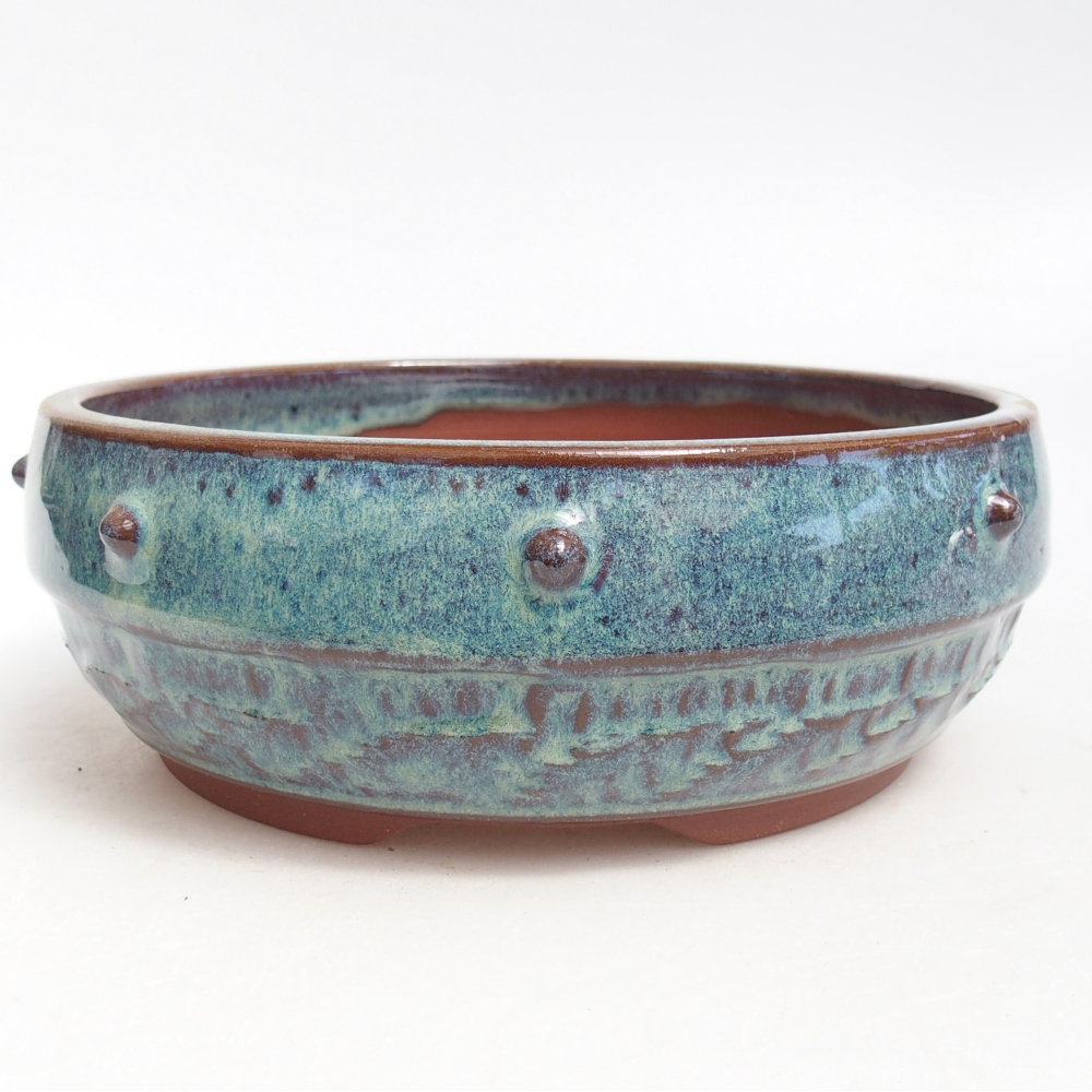 Bol à bonsaï en céramique 17 x 17 x 6 cm, couleur bleu