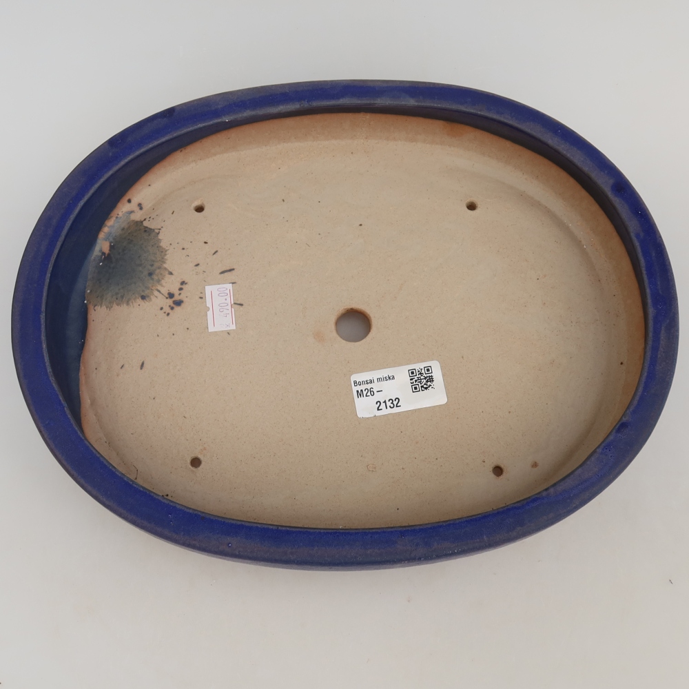 Pot à bonsaï en céramique 27 x 21 x 5,5 cm, couleur bleue