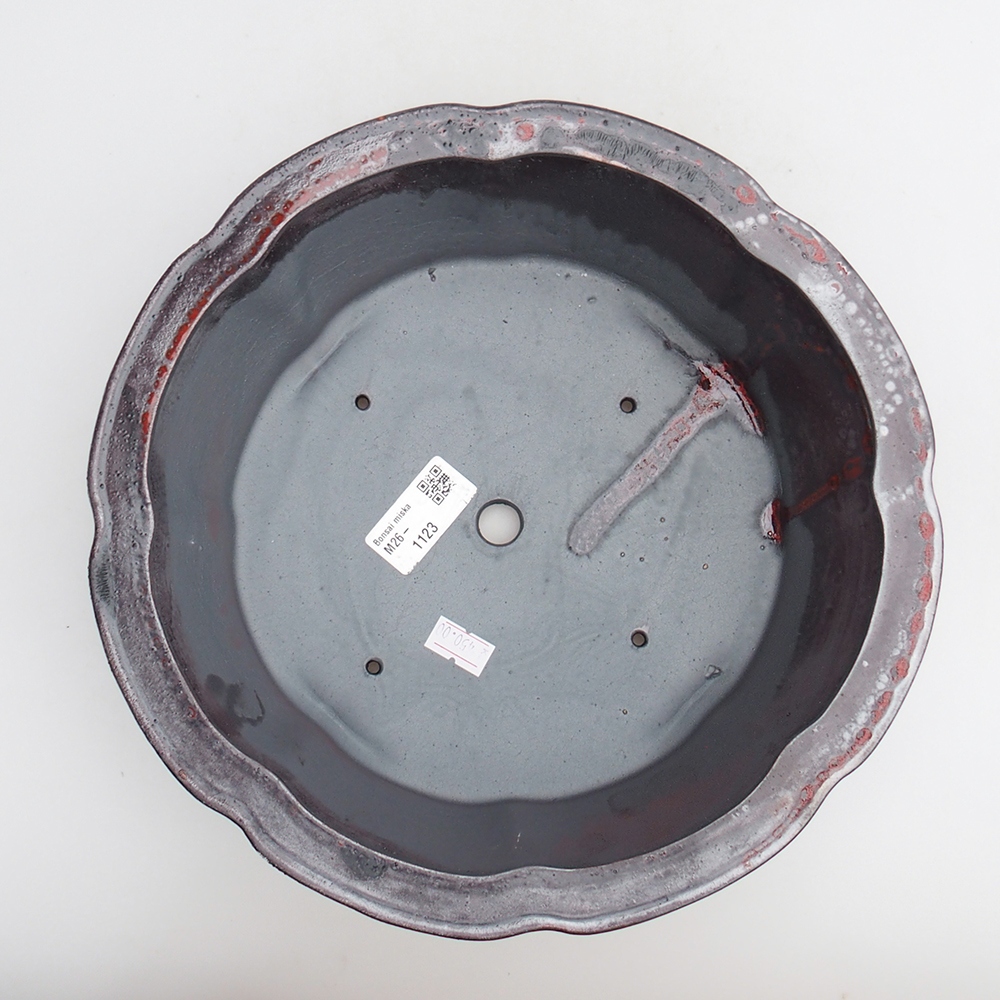 Bol à bonsaï en céramique 26 x 26 x 8 cm, rouge-noir