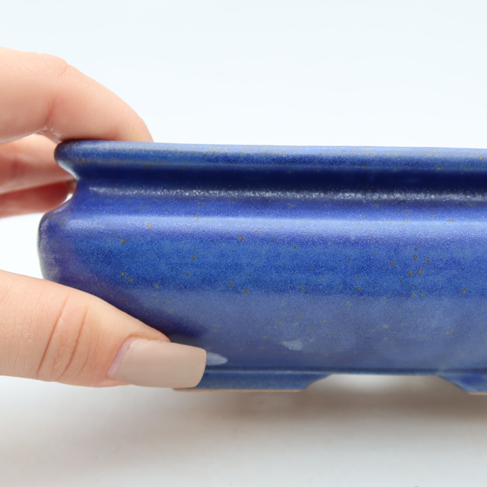 Bol à bonsaï en céramique 15,5 x 15,5 x 6 cm, couleur bleu