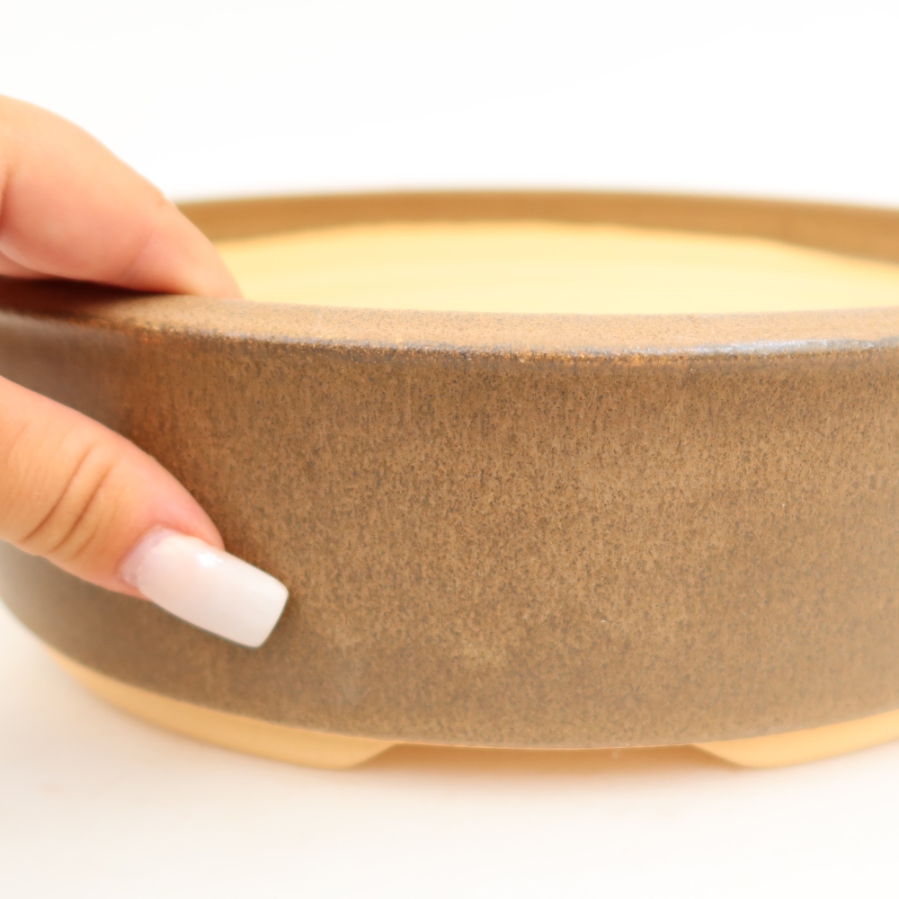 Pot à bonsaï en céramique 26 x 26 x 7 cm, couleur marron