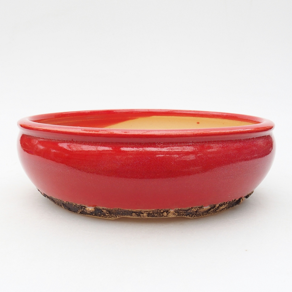 Bol à bonsaï en céramique 18,5 x 18,5 x 6 cm, couleur rouge