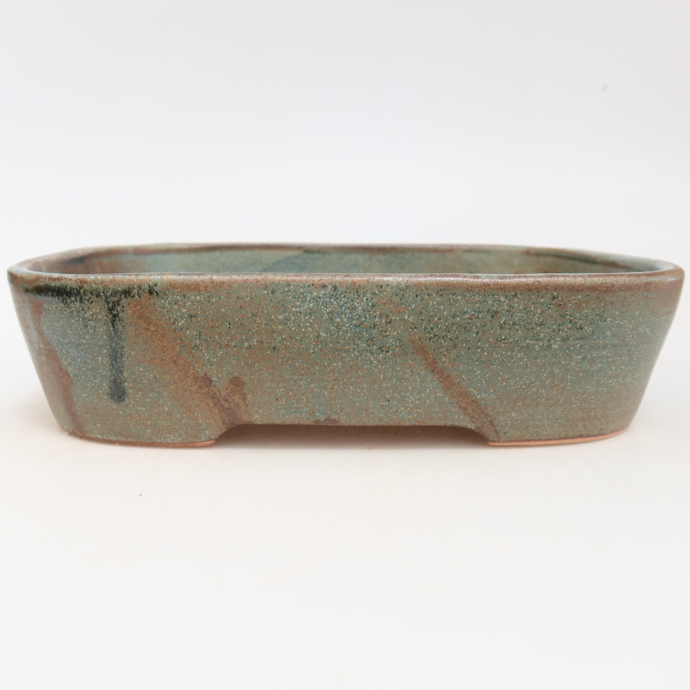 Pot à bonsaï en céramique 23 x 18 x 5,5 cm, couleur brun-vert