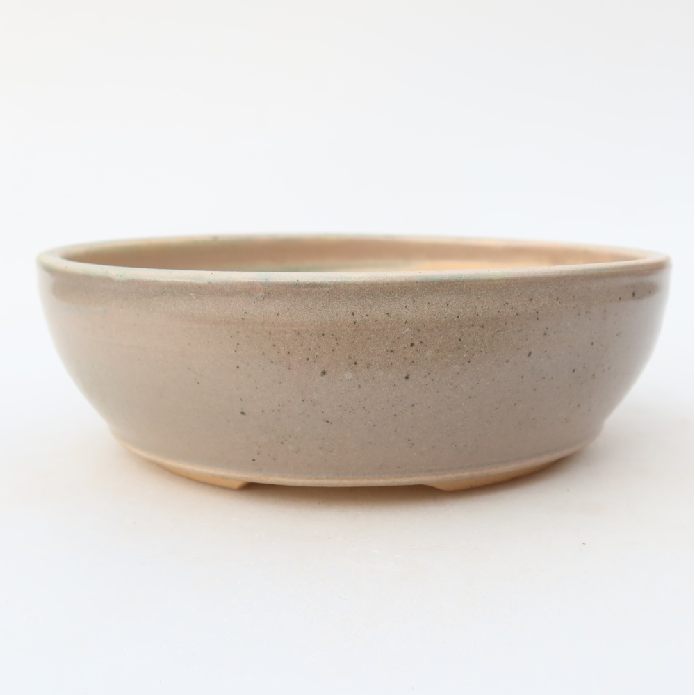 Pot à bonsaï en céramique 16,5 x 16,5 x 5 cm, couleur beige