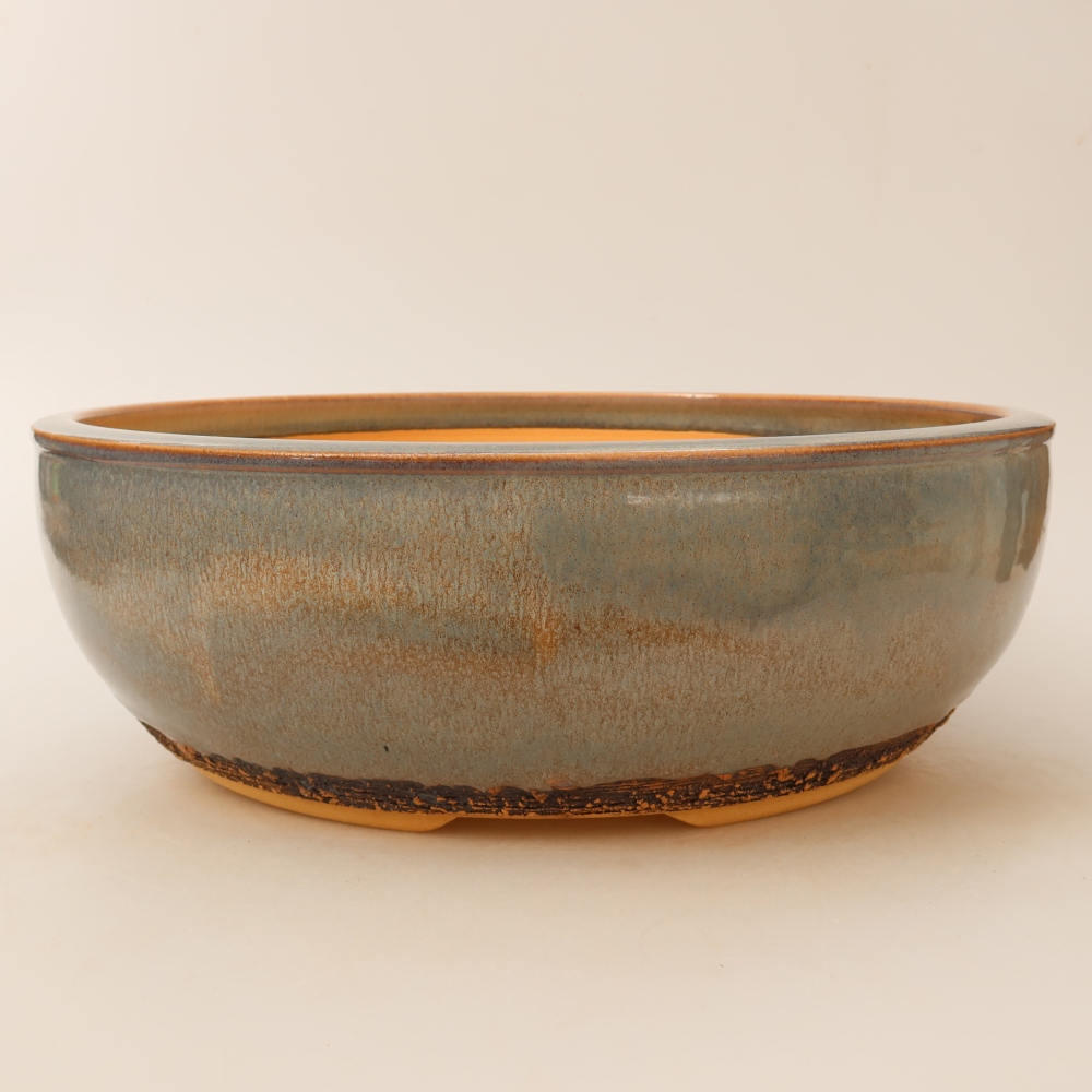 Pot à bonsaï en céramique 28 x 28 x 9 cm, couleur grise