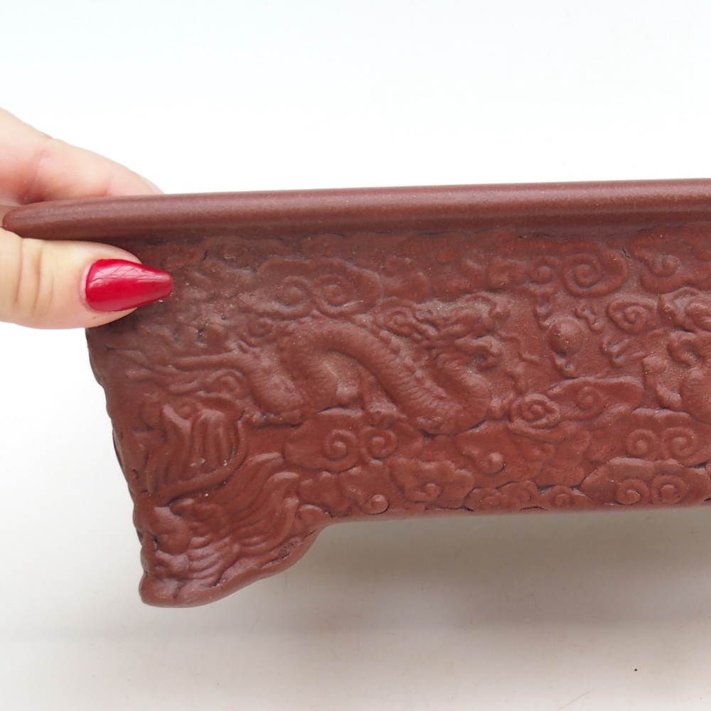 Bol à bonsaï en céramique 25,5 x 18,5 x 9 cm, brun