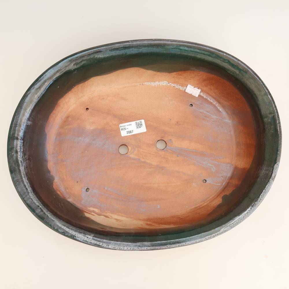 Pot à bonsaï en céramique 36 x 28,5 x 8,5 cm, couleur verte