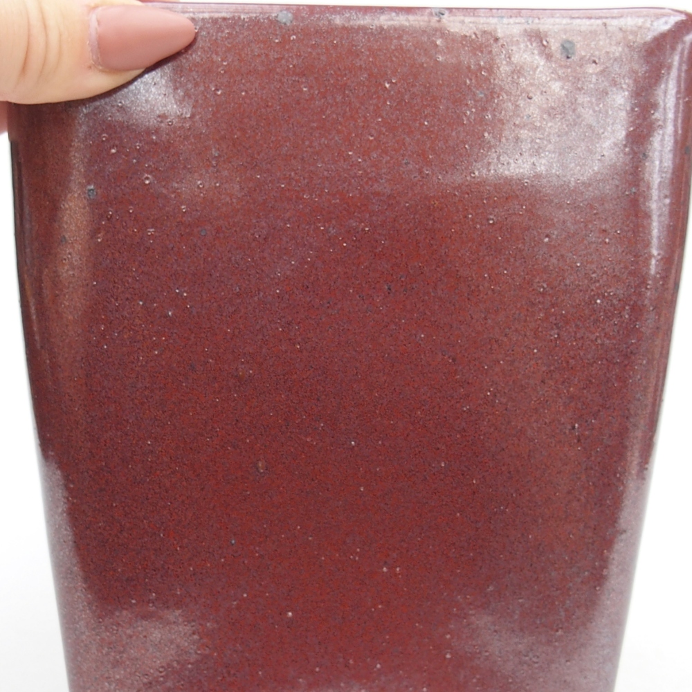 Bol à bonsaï en céramique 13,5 x 13,5 x 15 cm, couleur bordeaux