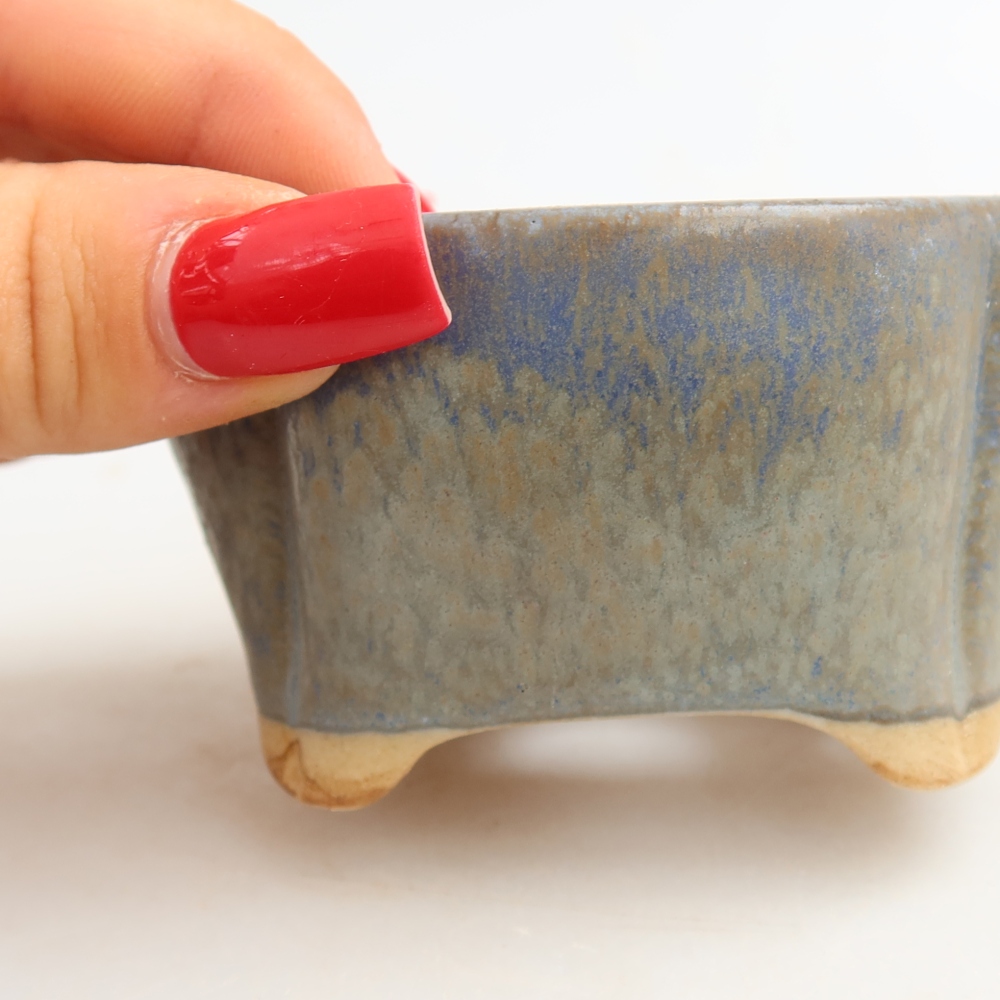 Pot à bonsaï en céramique 8 x 7 x 4 cm, couleur bleue