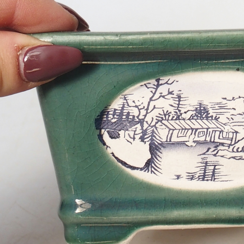 Bol à bonsaï en céramique 13 x 13 x 7 cm, vert