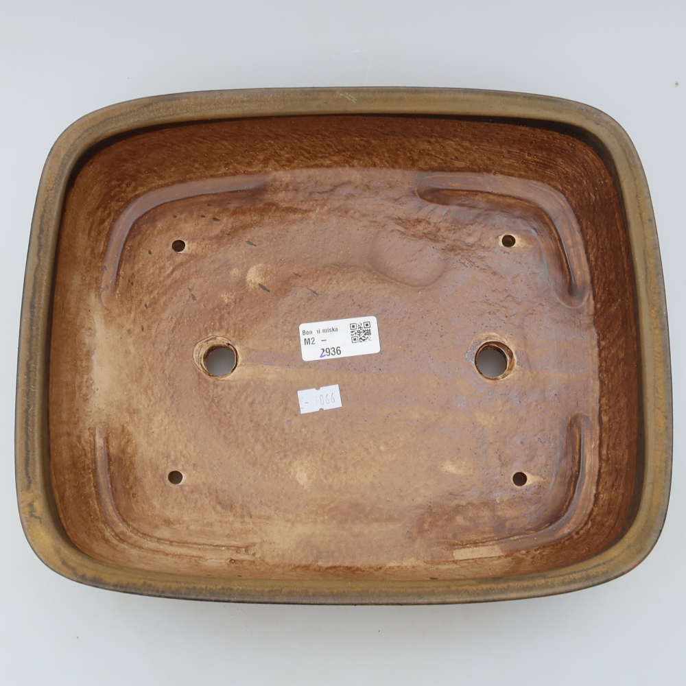 Pot à bonsaï en céramique 30 x 24,5 x 7,5 cm, couleur marron