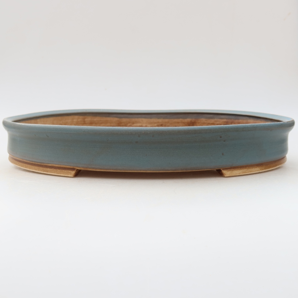 Pot à bonsaï en céramique 31 x 27 x 4,5 cm, couleur bleue