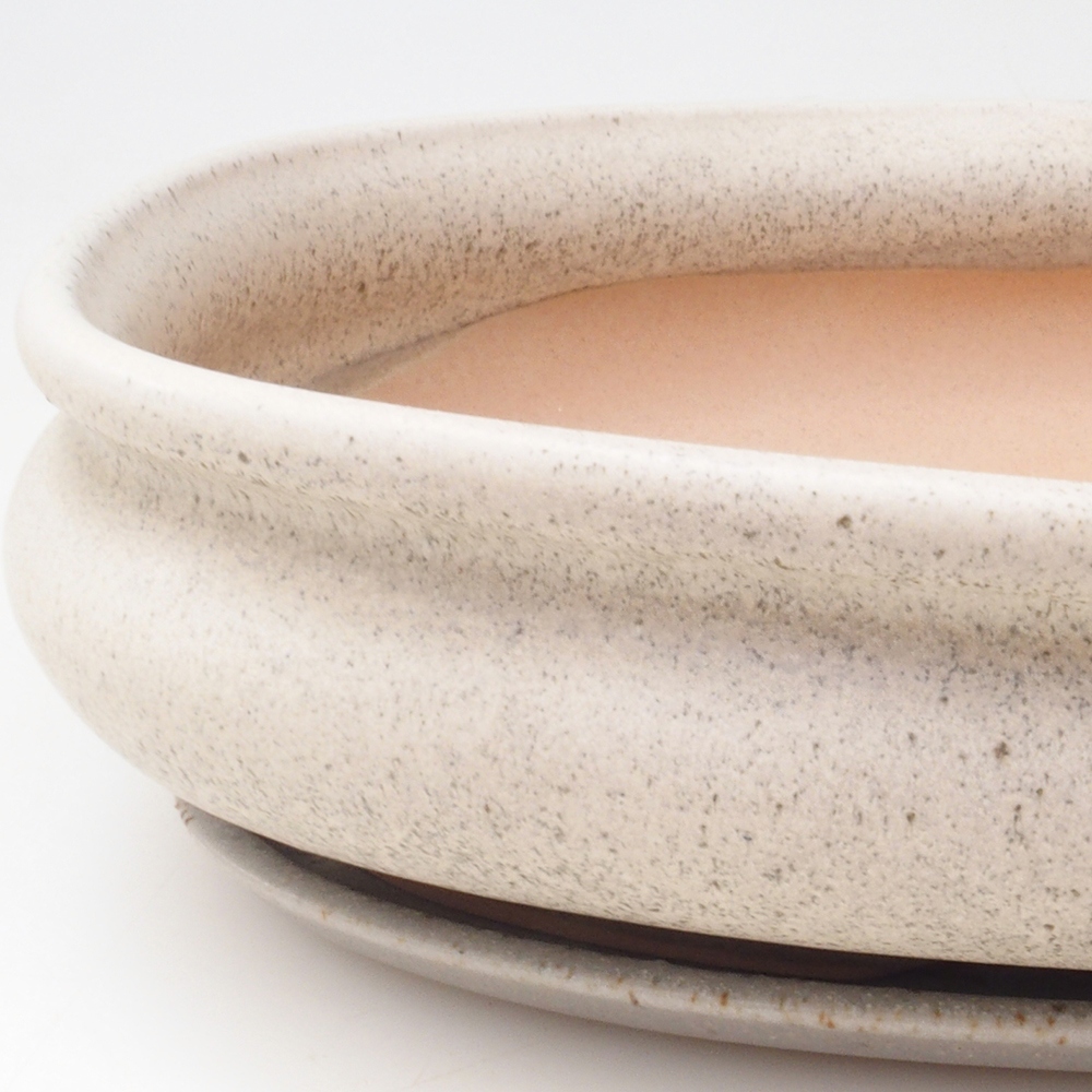 Bol bonsaï + soucoupe H15 - 25,5x17,5x6 cm - beige