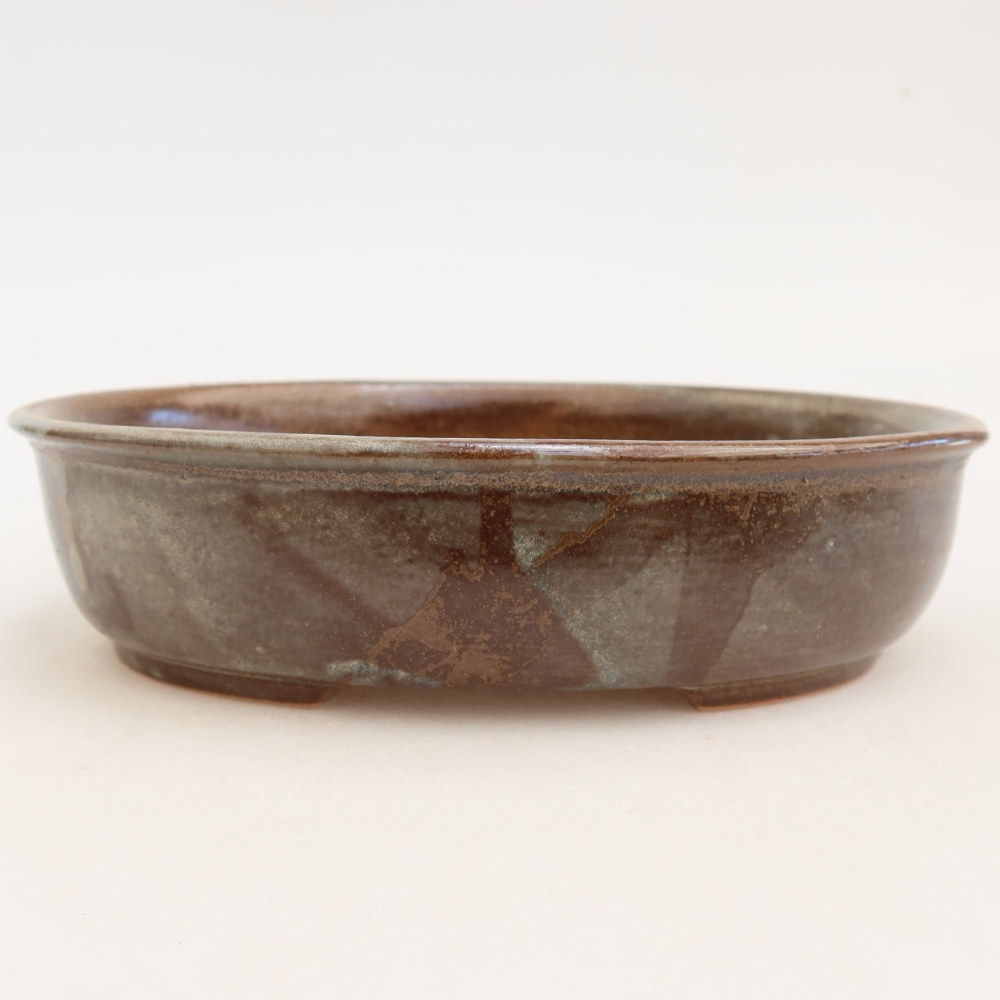 Pot à bonsaï en céramique 19 x 14,5 x 5 cm, couleur marron