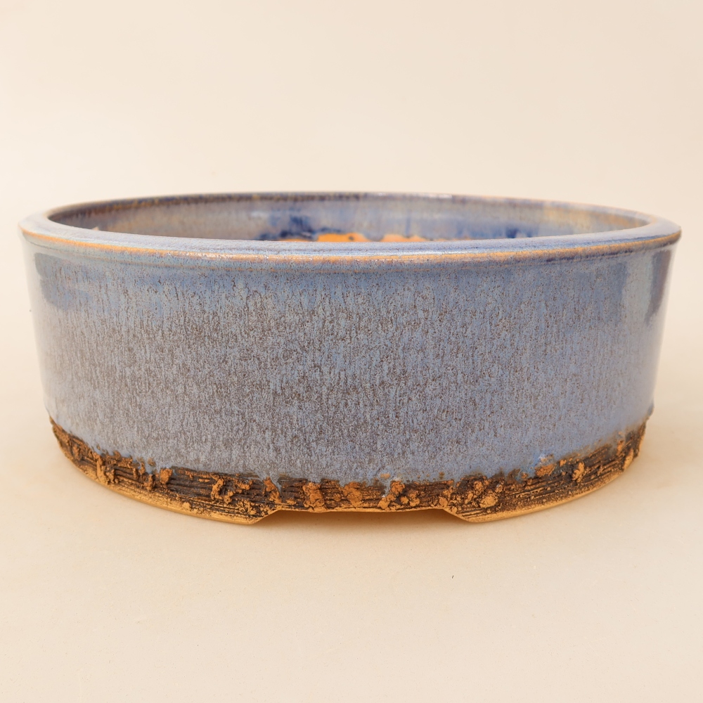 Pot à bonsaï en céramique 23,5 x 23,5 x 8 cm, couleur bleue