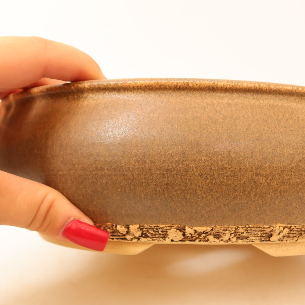 Pot à bonsaï en céramique 24 x 24 x 7,5 cm, couleur marron