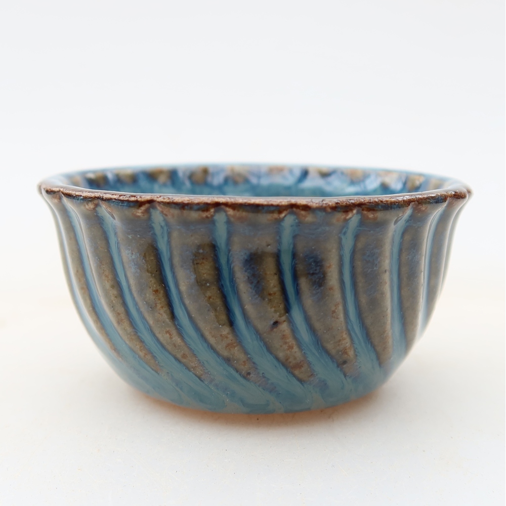 Pot à bonsaï en céramique 5,5 x 5,5 x 3 cm, couleur bleue