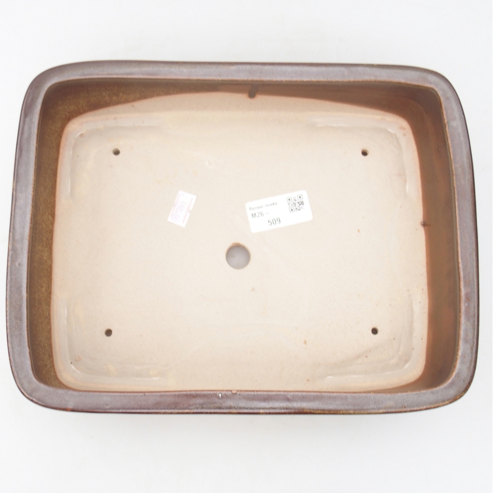 Bol à bonsaï en céramique 26,5 x 20 x 6,5 cm, brun