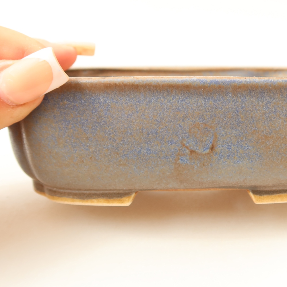 Pot à bonsaï en céramique 14 x 12 x 4 cm, couleur bleue