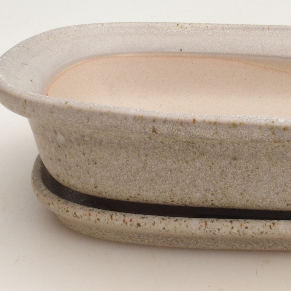 Bol bonsaï + soucoupe H25 - 23 x 17 x 5,5 cm - beige